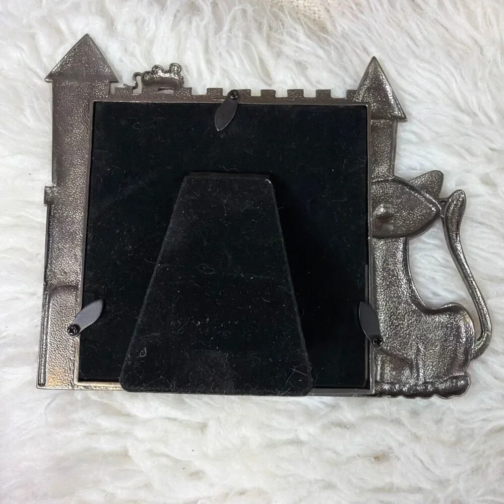 Sonoma Whimsical Kitty Cat with Castle Silvertone Metal Picture Frame 4 x 4 Phot